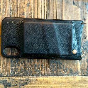 Bandolier iPhone X (black pebble leather, gold hardware)